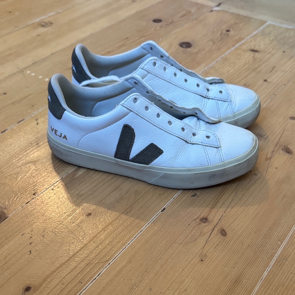 Veja Women’s White Sneakers with Taupe Accents